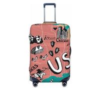 Ttetddd Dos fundas protectoras de equipaje de viaje de alpacas lavables, fundas de equipaje para maleta con cremallera y hebilla, funda de equipaje de 28 pulgadas, Mapa de EE. UU. con marcas de