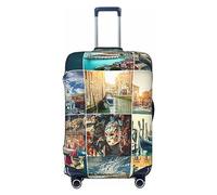 Ttetddd Europe Italy Citys Cape - Funda protectora de equipaje de viaje, lavable, fundas de equipaje para maleta con cremallera y hebilla, funda de equipaje de 28 pulgadas, Europe Italy Citys Cape, L