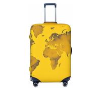 Ttetddd Funda de equipaje con estampado de mapa del mundo amarillo, a prueba de polvo, funda elástica para equipaje de viaje, protector de maleta, fundas de equipaje para equipaje de 18 a 32 pulgadas,