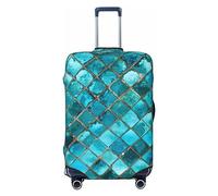 Ttetddd Funda protectora de equipaje de viaje con textura tribal, lavable, fundas de equipaje para maleta con cremallera y hebilla, funda de equipaje de 28 pulgadas, Mosaico turquesa, L