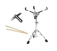 TTETTZ 1 Snare Drum Stand Ajustable de Madera y Metal Soporte Doble Reforzado Estable Incluye Llaves y Baquetas Función de Almacenamiento Conveniente