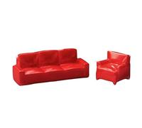 TTETTZ 2 Piezas Sofá para Casa de Muñecas Sofá Miniatura Conjunto de Sillón Ornamento de Resina Modelo de Muebles Apto para Decoración del Hogar Sala de Esta, Rojo