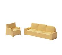 TTETTZ 2 Piezas Sofá para Casa de Muñecas Sofá Miniatura Conjunto de Sillón Ornamento de Resina Modelo de Muebles Apto para Decoración del Hogar Sala de Esta, Beige