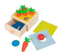 TTETTZ 32 Piezas Juguete de Madera Rompecabezas Frutas Granja Bloques Encastres Reconocimiento de Colores Función Sensorial Adecuado para, Madera Natural, Caja de Inteligencia 3 en 1