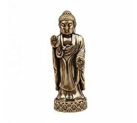 TTETTZ 6 Piezas Buda Latón Figura Budista Antigua Estatua Decorativa Acabado Envejecido Postura Estable Presencia Serena para Altar Hogar Escritorio Meditaci, 4 Piezas