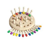 TTETTZ Ajedrez Memoria Color con Tablero de Madera Y Fichas Juego de Mesa Rompecabezas Juguete Educativo Palillos de Memoria Mejora Atención Y Pensamiento en, 17cmX17cm