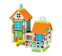 TTETTZ Bloques de construcción para Crear Casas, Juguetes de Madera, Kit Interactivo para Padres e Hijos, Escuela