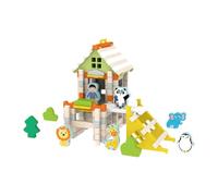 TTETTZ Bloques de construcción para Crear Casas, Juguetes de Madera, Kit Interactivo para Padres e Hijos, Zoo