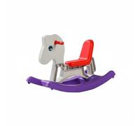 TTETTZ Caballo Balancín Infantil Juguete de Montar Caballito de Plástico PP Juguete de Empuje Función Balanceo Seguro Material Suave para Juego en Casa y Áreas de Juego Infantiles, Gris