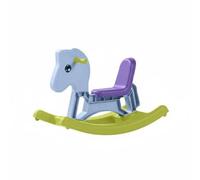 TTETTZ Caballo Balancín Infantil Juguete de Montar Caballito de Plástico PP Juguete de Empuje Función Balanceo Seguro Material Suave para Juego en Casa y Áreas de Juego Infantiles, Azul Cielo