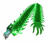 TTETTZ Cinta de Baile Danza Dragón Iluminación Serpiente Movimiento Cultural Tradicional Ejercicio Terapéutico Adecuada para Adultos Niños Espectáculos al Aire Libre Fiestas, Verde, 10M