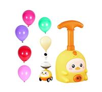 TTETTZ Coche de Globo de Inercia, con Bomba de Energía de Globo Manual, Juguetes de Ciencia con 6 Globos, Figura de para Regalo de Niños, Amarillo