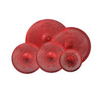 TTETTZ Conjunto de 5 Platillos de Bajo Volumen para Bateristas, Incluye 14" Hi Hat, 16" Crash, 18" Ride Y 20" Ride, Rojo