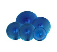 TTETTZ Conjunto de 5 Platillos de Bajo Volumen para Bateristas, Incluye 14" Hi Hat, 16" Crash, 18" Ride Y 20" Ride, Azul