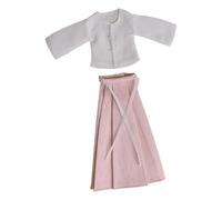 TTETTZ Conjunto Falda de Caballo para Muñeca Set de Ropa Miniatura en Trajes Chinos Falda Mamianqun Y Chaqueta Accesorio Decorativo Rea, Abrigo Blanco
