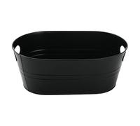 TTETTZ Cubo Ovalado de Hielo, Enfriador de Bebidas Clásico, Contenedor Galvanizado para, Negro, Individual
