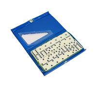 TTETTZ Dominó Clásico Juego Bloques Tablero Piezas Compactas Material PP Resistente con Estuche Práctico Adecuado para Fiestas Viajes Reuniones de Amigos, Azul