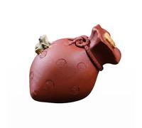 TTETTZ Figurilla Decorativa de Cerámica en Estilo Artesanal Realizada en Arcilla Yixing y Diseño de Bolsa con Rana Adecuada para de Té Estantes de Decoración, Bolsa De La Fortuna De Monedas
