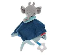 TTETTZ Manta de para Bebé con Juguete Peluche Animal Manta Mordedor Sensorial y Etiquetas Graciosas Aporta Confort y Diversión Adecuada para, Elefante azul oscuro, Como se describe