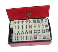 TTETTZ Mini Mahjong Set Chino Clásico Melamina Fichas Numeradas Talladas Juego Portátil con Estuche y Accesorios Extra Incluidos Conveniente para Fiestas