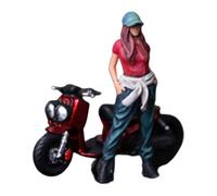 TTETTZ Miniatura Figura Motocicleta Modelo 1 64 Resina Accesorio Ornamento Pintado Coleccionable Adecuado para Jardín de Hadas Decorac, Chica