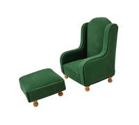TTETTZ Sofá Miniatura para Casa de Muñecas Muebles de Sillón y Ottoman a Escala 1 12 Tela Fina y Acabado Detallado Adecuado para Decoración de Interiores en, Verde