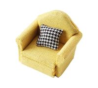 TTETTZ Sofá Miniatura Sillón de Tela con Cojín para Decoración de Casa de Muñecas Modelo Decorativo Estilo Tela Realista Adecuado para Sala de Esta, Amarillo