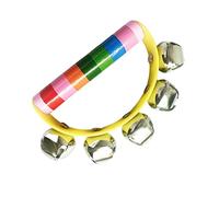 TTETTZ Tambor de Mano Instrumento Musical Pequeño con Campanillas de Metal Madera Educativa Juguete Percusión Adecuado para Niños Educación Temprana, Amarillo