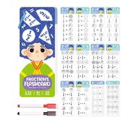 TTETTZ Tarjetas de Matemáticas Educativas para Niños con Material Resistente Papel PP Incluye Cartas Borrables Instrumentos de Práctica Matemática Juego Comp, Fracción