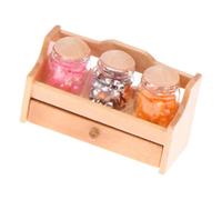 TTETTZ Tarro de Casa de Muñecas Miniatura Frascos de Comida Estante Almacenaje con Cajones Abatibles para Realismo en Escenas Domésticas Adecuado para Colecc, Madera