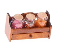 TTETTZ Tarro de Casa de Muñecas Miniatura Frascos de Comida Estante Almacenaje con Cajones Abatibles para Realismo en Escenas Domésticas Adecuado para Colecc, Rojo