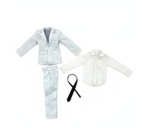 TTETTZ Traje para Muñeco Conjunto Chaqueta Camisa Pantalón Detalles Realistas Compatible con Cuerpo Masculino para Exhibición Coleccionistas Escena Boda Profesional, Blanco