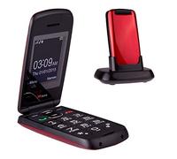 TTfone estrella botón grande simple fácil de usar Flip teléfono móvil paga como usted va (Vodafone pago, rojo)