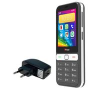 TTfone TT280 - Teléfono de barras 4G Dual SIM simple con Android, pantalla táctil de 2.8", teclado, cámara 2MP, USB-C - Móvil desbloqueado fácil de usar (con cargador de corriente)