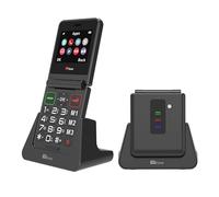 TTfone TT660 - Teléfono móvil abatible para personas mayores, diseño plegable, botones grandes, asistencia de emergencia, batería de larga duración, pago por uso (Vodafone PAYG, negro, con cargador de