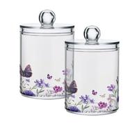 Ttgoth Airplanes Qtip - Dispensador de acrílico para baño, 2 unidades, tarro de boticario, organizador de maquillaje para almohadilla de algodón, brotes, hisopos, bolas