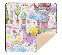 Ttgoth Alfombra de juego para bebé, diseño de dragón de hadas en acuarela, 127 x 127 cm, suave, plegable, impermeable, antideslizante, para bebés, niños pequeños