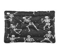 Ttgoth Alfombrilla de cama para perro, diseño de calavera y huesos, suave, lavable, con parte inferior antideslizante, para perros grandes, medianos y pequeños, 24 x 36 pulgadas