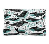 Ttgoth Alfombrilla para cama de perro con diseño de ballenas lindas, suave, lavable, con parte inferior antideslizante para perros grandes, medianos y pequeños, 18 x 24 pulgadas