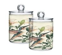 Ttgoth Bean Strawberries Qtip - Dispensador de acrílico para baño, 2 tarros de boticario, organizador de maquillaje para almohadilla de algodón, cogollo, hisopo, bola