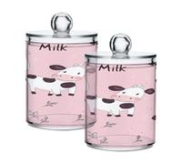 Ttgoth Bonito dispensador de muñeco de nieve Qtip acrílico para baño, 2 tarros de boticario, organizador de maquillaje para almohadilla de algodón, brotes, hisopos, bolas