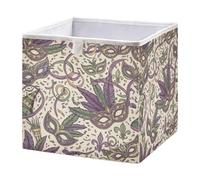 Ttgoth Carnival Mardi Gras - Cubo de almacenamiento plegable de tela de 28 x 28 cm, cesta de almacenamiento para armario, organizador para dormitorio, guardería o hogar