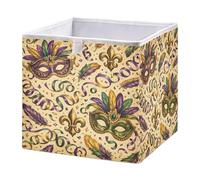 Ttgoth Carnival Mardi Gras - Cubo de almacenamiento plegable de tela de 28 x 28 cm, cesta de almacenamiento para armario, organizador para dormitorio, guardería o hogar
