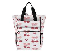 Ttgoth Cherries and Bows - Mochila para pañales impermeable con soportes aislados para biberones, mochila de viaje con correas para cochecito para mamá y papá
