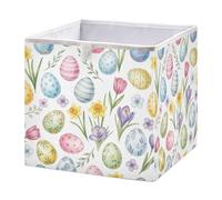 Ttgoth Cubo de almacenamiento de huevos de Pascua de acuarela de colores, 28 x 28 cm, plegable, de tela, cesta de almacenamiento, organizador de armario para dormitorio, guardería y hogar