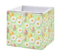 Ttgoth Cubo de almacenamiento plegable de 28 x 28 cm con diseño de margaritas, huevos de Pascua, cesta de almacenamiento para dormitorio, cuarto de bebé, hogar