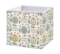 Ttgoth Cubo de almacenamiento tradicional de huevos de Pascua de 28 x 28 cm, plegable, de tela, cesta de almacenamiento, organizador de armario para dormitorio, guardería o hogar