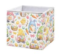 Ttgoth Cubos de almacenamiento de gnomos de Pascua de acuarela de 28 x 28 cm, plegables, de tela, para almacenamiento, canasta, armario, organizador para dormitorio, guardería o hogar