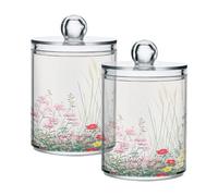 Ttgoth Cute Penguin Qtip - Dispensador de acrílico para baño, 2 tarros de boticario, organizador de maquillaje para almohadilla de algodón, brotes, hisopos, bolas