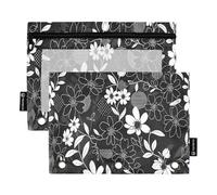 Ttgoth Daisy - Estuche para lápices de 3 anillos, 2 estuches para lápices con ventana transparente con cremallera, organizador de artículos de papelería, bolsa de cosméticos